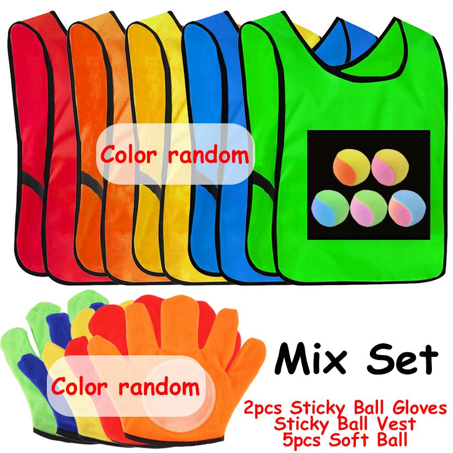 

Sticky Ball Vest Gloves Set with 5pcs 6cm Soft Ball Outdoor Interactive Throwing Ball Sports Game Sticky Target Game Sandbag Set