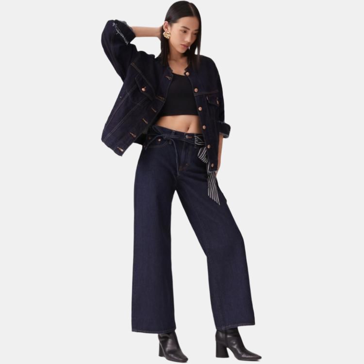 Levis 90s Loose Fit Shoulder Versatile Simple Jacket Women Jacket Dark-Blue 001C2-0001