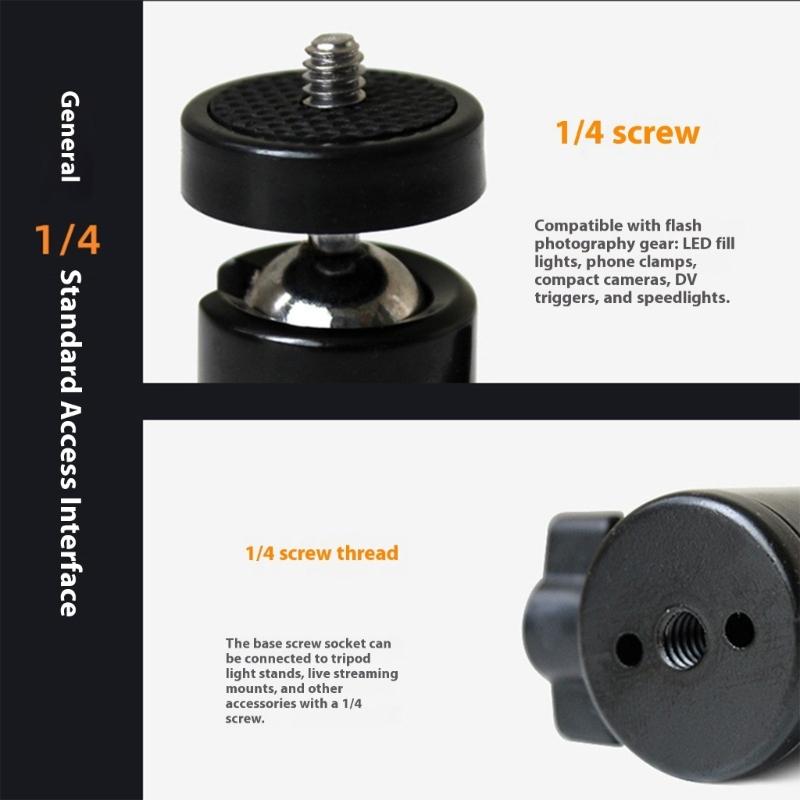 360 Degree Rotating All Metal 1/4 Inch Screw Tripod Adapter For Camera Mounting Streaming With Universal Compatibility