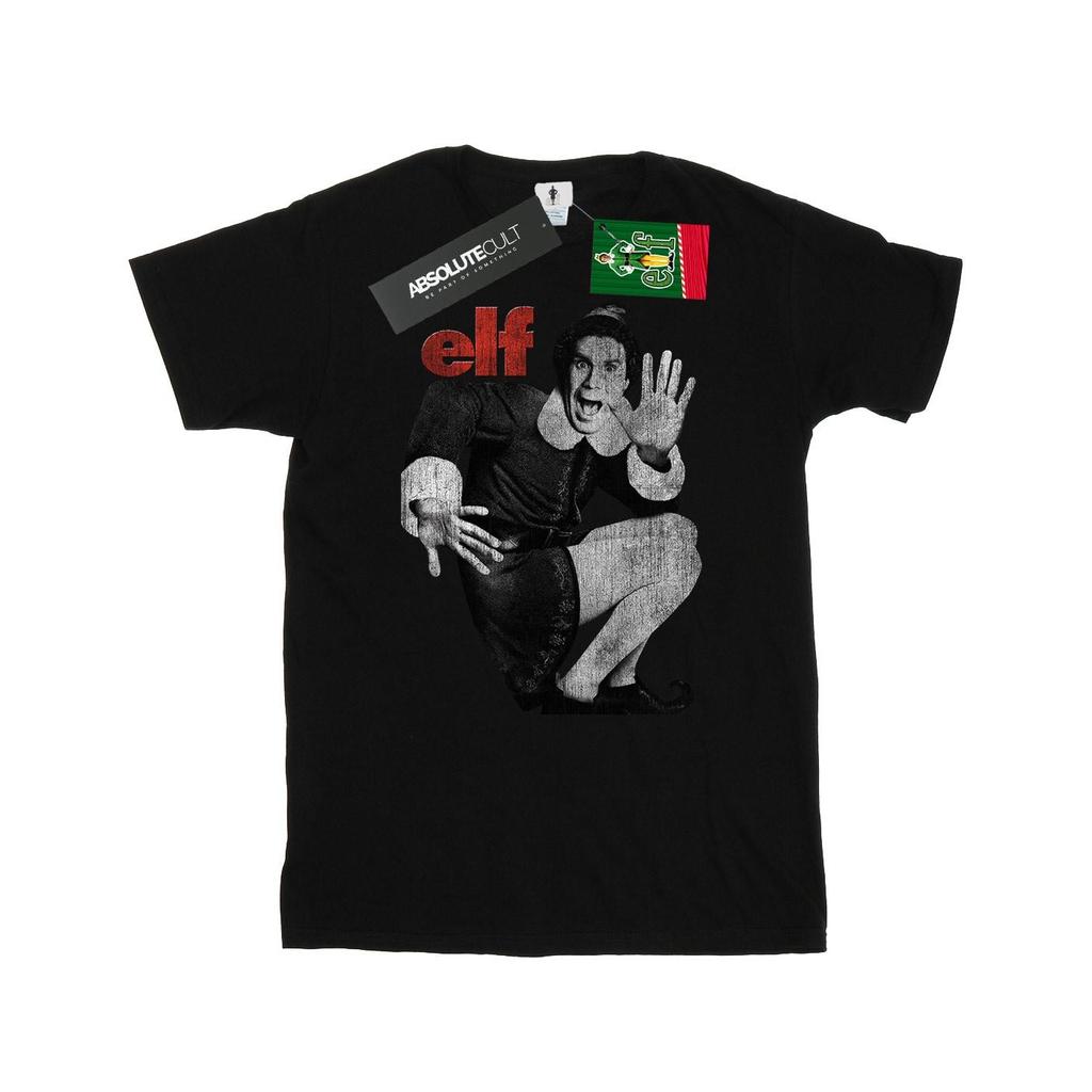 Elf Mens Mono Distressed Poster T-Shirt