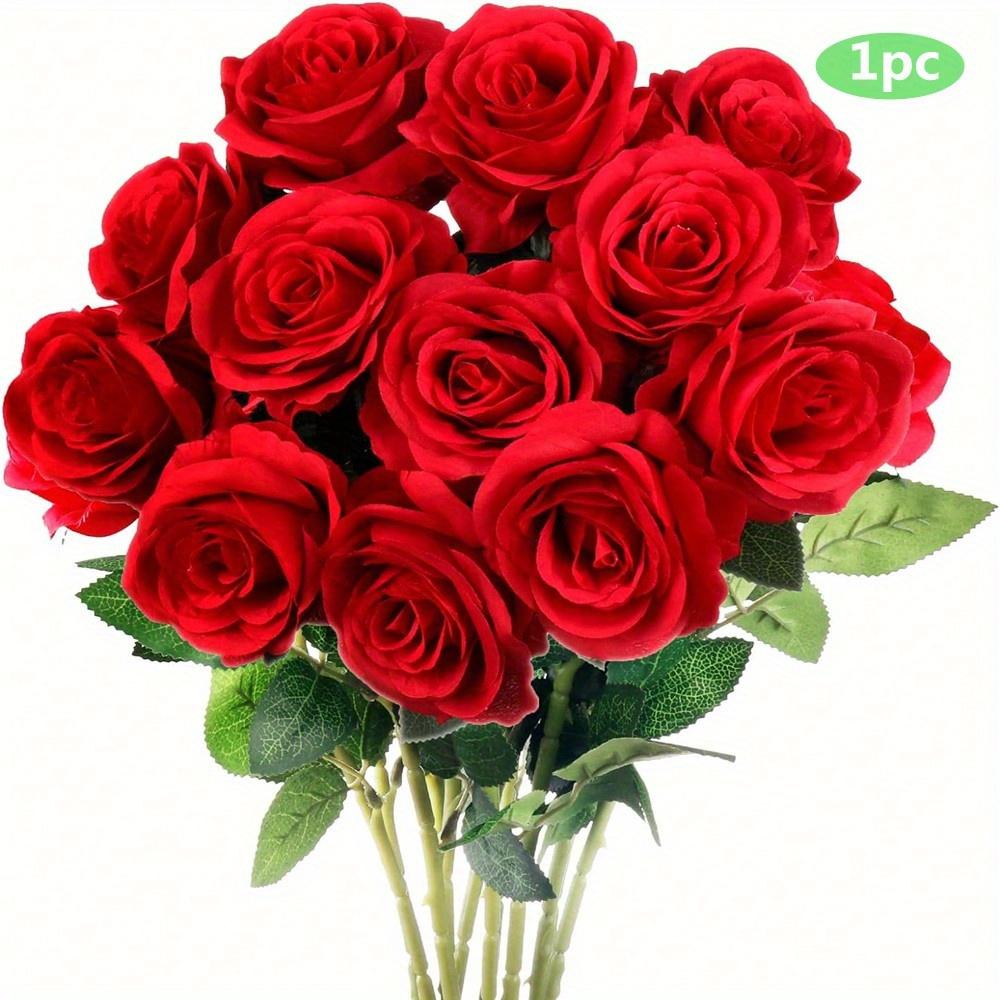 1PC Valentine's Day Wedding Decoration Rayon Flowers Realistic Rose Bouquet With Long Stems For Home Wedding Decoration Party,