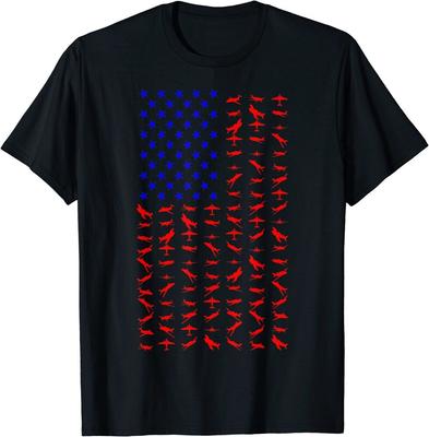 Uçak ABD Bayrağı Amerikan Bağımsızlık Günü 4 Temmuz Unisex Tişört