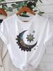 Crew Neck Moon And Star Print Shortsleeved Tshirt Unisexs Fashion Funny T Shirt Vintage Style Y2k Tees Tops Clothes Femme 90s
