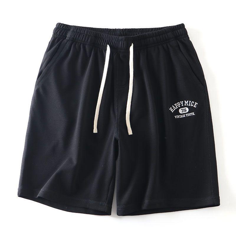 Pure Cotton Casual Shorts for Men 2024 Summer New Trendy Knitted Five-Point Pants Export Men's Pants All-Cotton Embroidered Pants