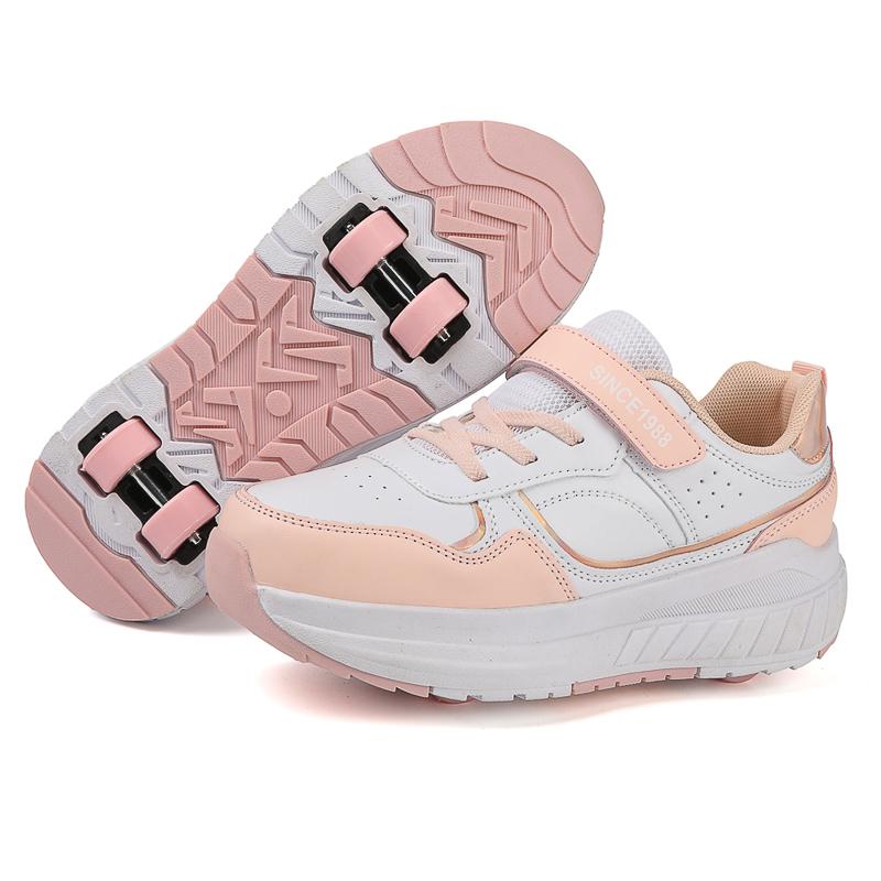 

Roller Skate Shoes Kids Autumn 2024 Children Fashion Casual Sports Toy Birthday Gift Games Boys 4 Wheels Sneakers Girls 40 рожевий