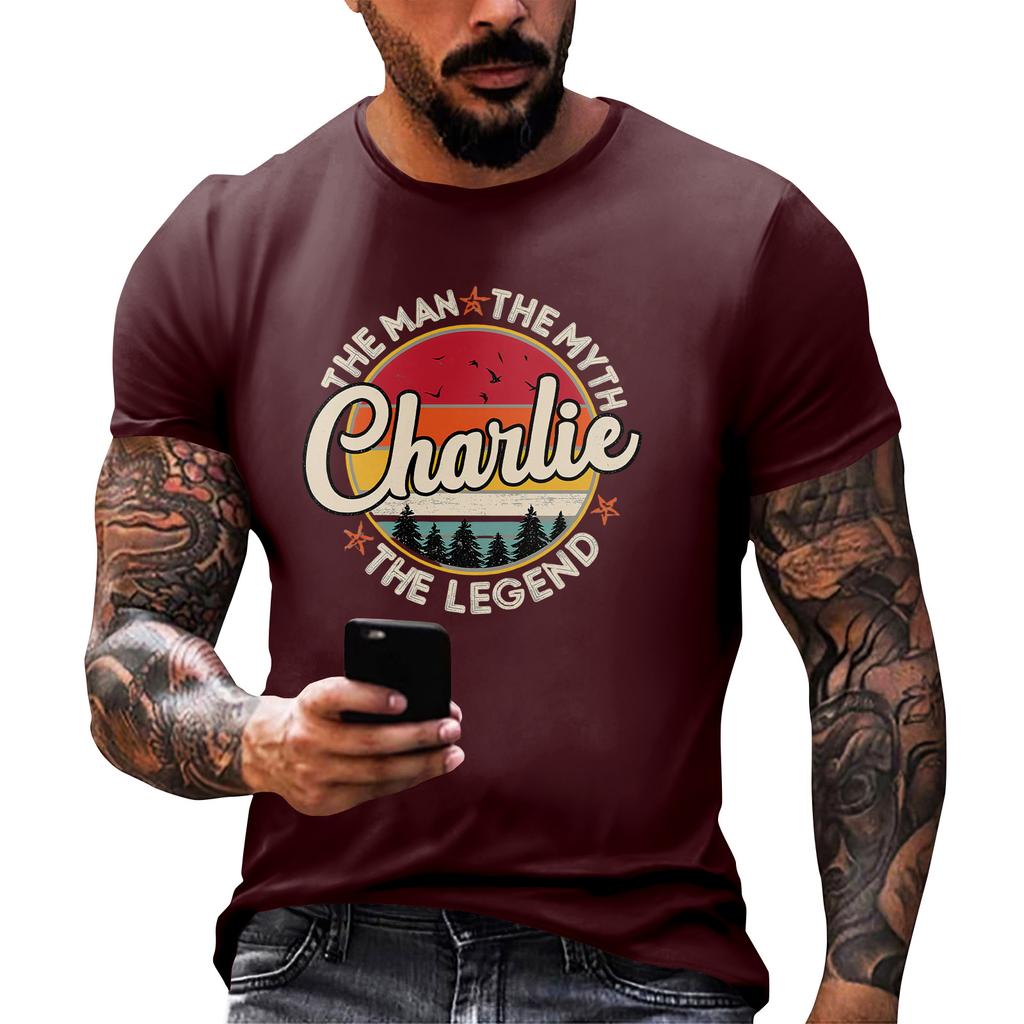 Fashionable Round Neck Short Sleeve Work Clothes Printed Tops For Mens Summer Tops