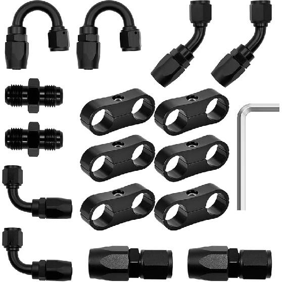 Комплект шлангов охлаждения АКПП 15 футов AN6 для 4L60E 4L65E - Черный нейлоновый плетеный топливный шланг Комплект шлангов для масла/газа/топлива 6AN Hose End Fitting Kit