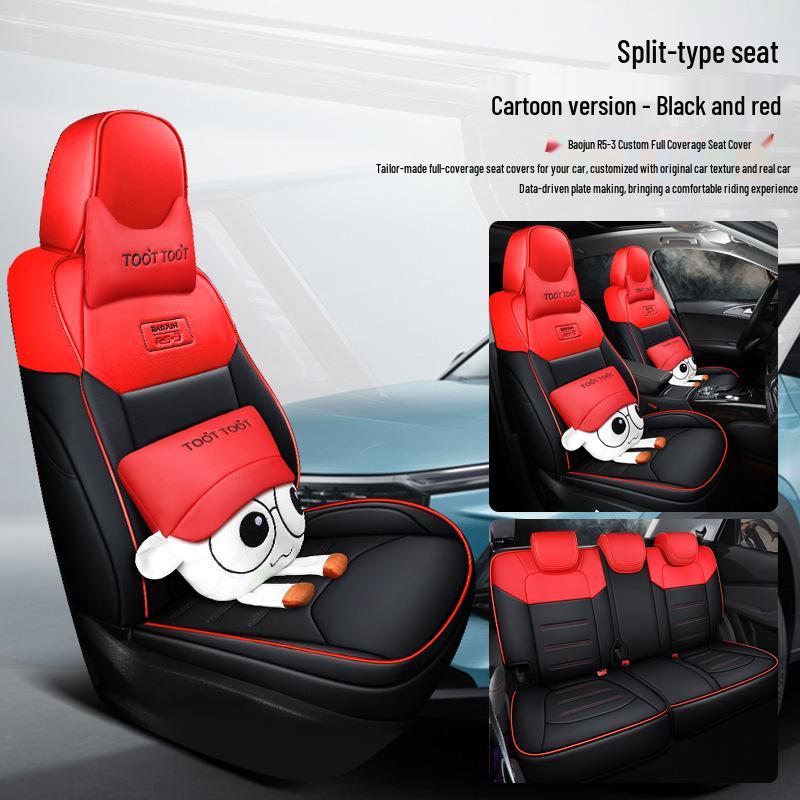 QQG Maßgefertigter Sportsitzbezug aus Leder für Baojun RS-3: Ganzjahres-Kissenpolster