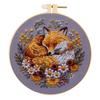 Animal Stamped Cross Stitch Embroidery Kits with Hoop Cloth Color Thread