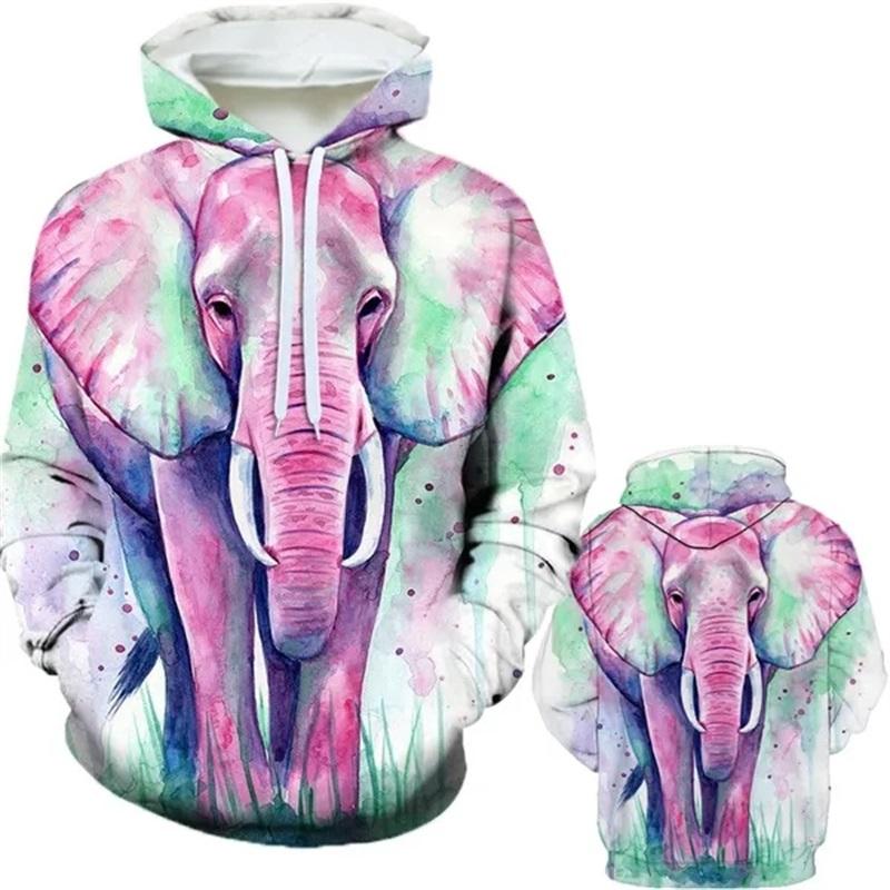 Personalizovaná Móda Zvířecí Olejomalba Slon 3D Tištěné Pánské Zimní Ležérní Mikiny Harajuku Zábavná Mikina Unisex Topy