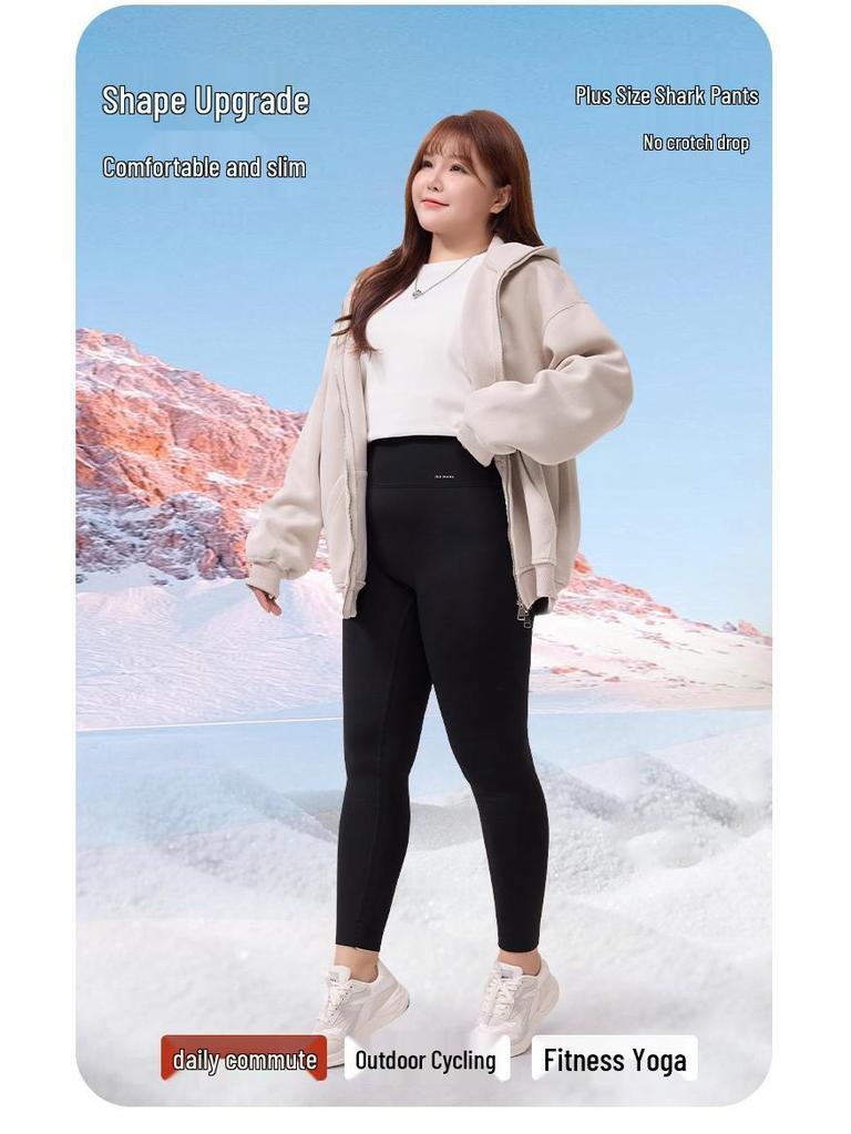 Damen High-Waist Yoga-Hose in Übergröße - Herbst/Winter Samtgefüttert, Schlanke Passform, Rutschfest, Warme Basisschicht
