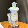 Water Bottle Summer INS with Bead Chain High Value Ins Niche Students Go To School Portable Cartoon Plastic Water Cup