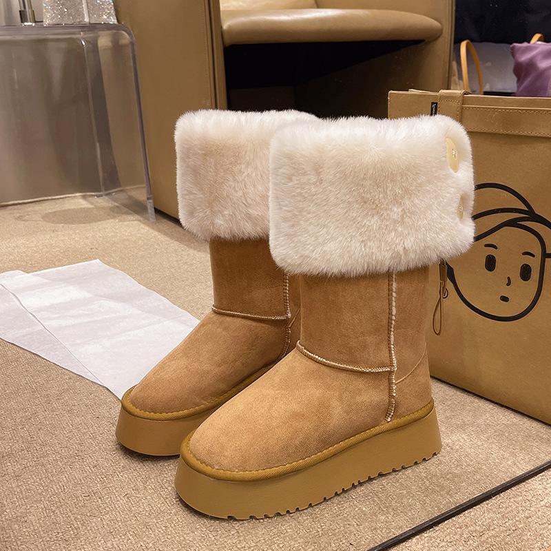 Snow boots, piled and thickened warm small men, new warm thick-soled medium boots in autumn and winter 2025, snow boots