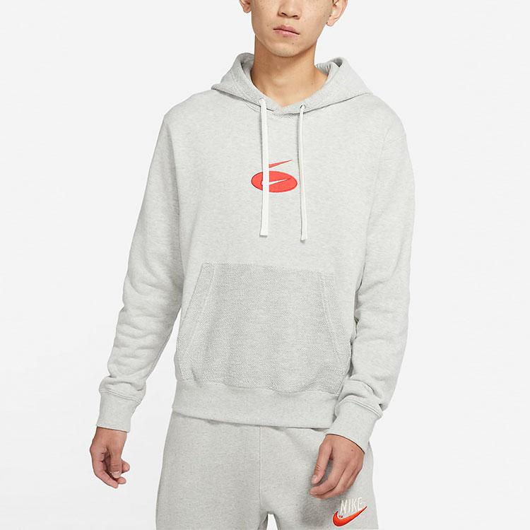 Nike Embroidered Logo Hoodie Men Tops Heather-Gray DM5463-050