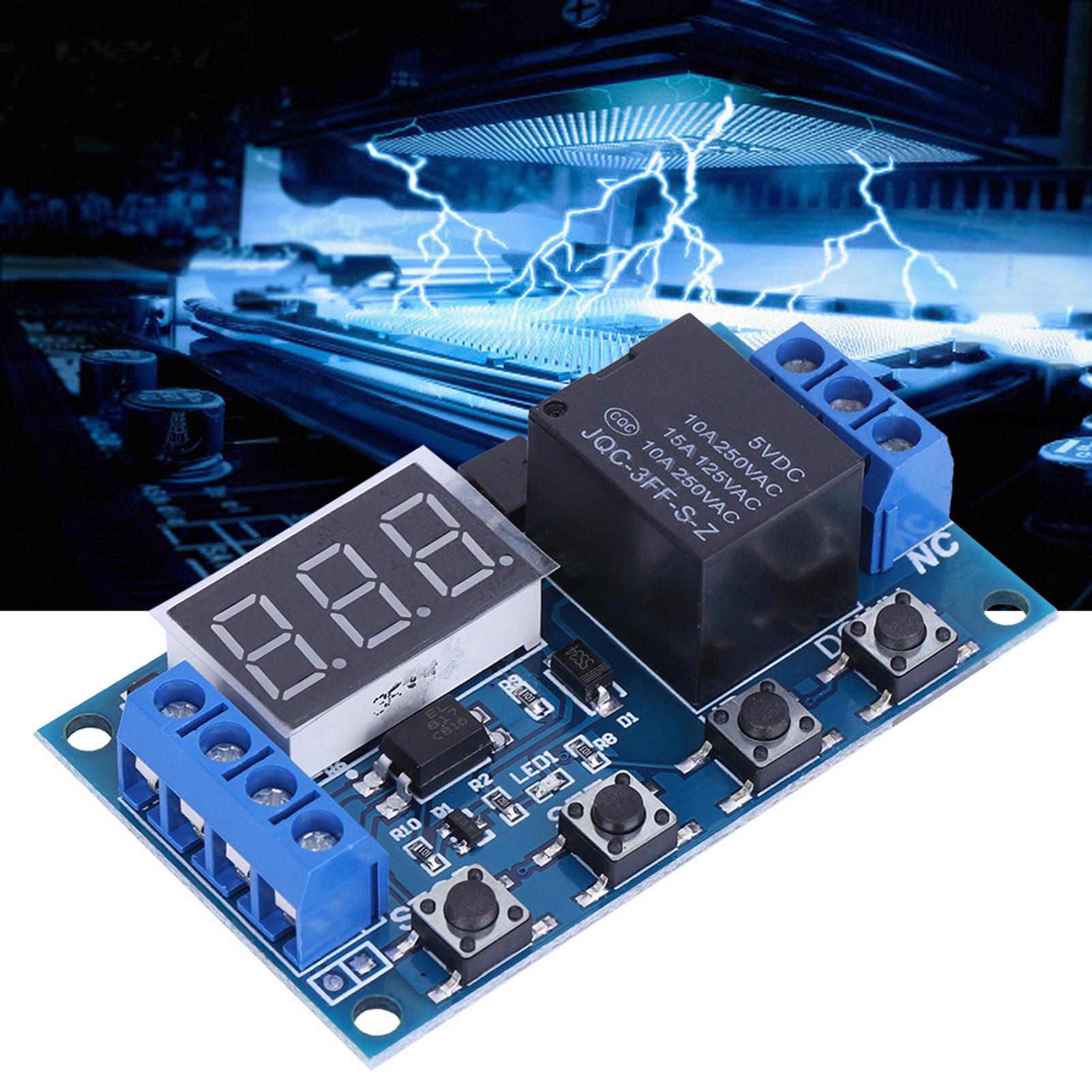 Module de relais de minuterie cyclique Marche Arrêt à délai de déclenchement CC 6V 30V avec affichage LED numérique Micro USB 5V