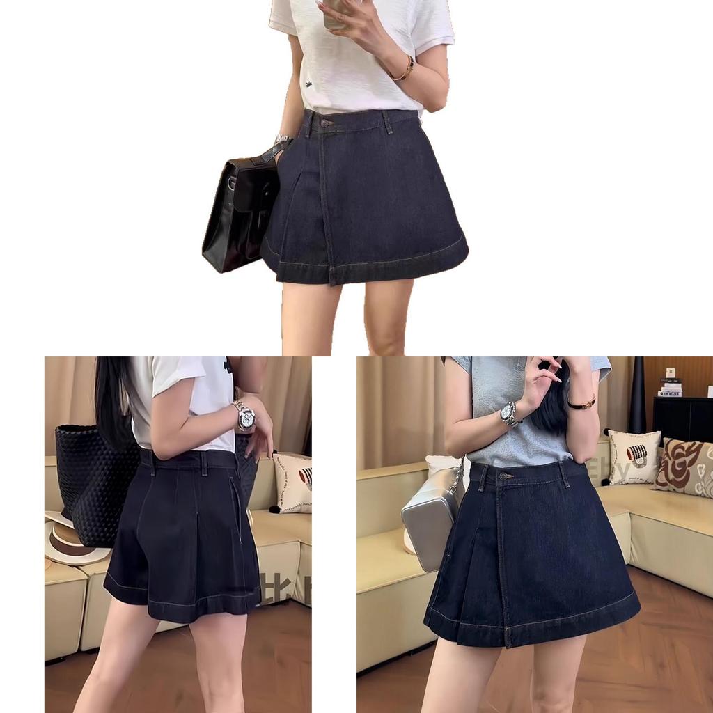 Denim Skirt For Women With High Waist And Button Details For Casual Streetwear