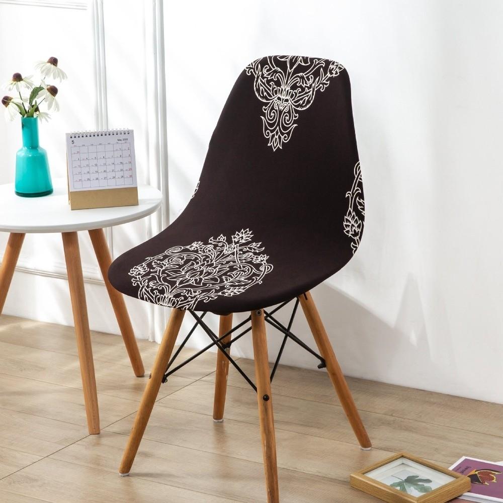 High Elasticity Scandinavian Chair Cover Removable Washable Shell Chair Cover Printed Dining Seat Cover