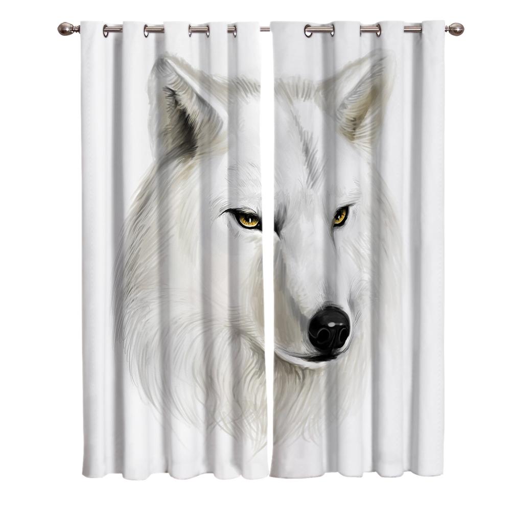 

Занавески на окна с изображением белого волка, шторы для гостиной, декоративные предметы для гостиной 135W x 245H(cm) x2