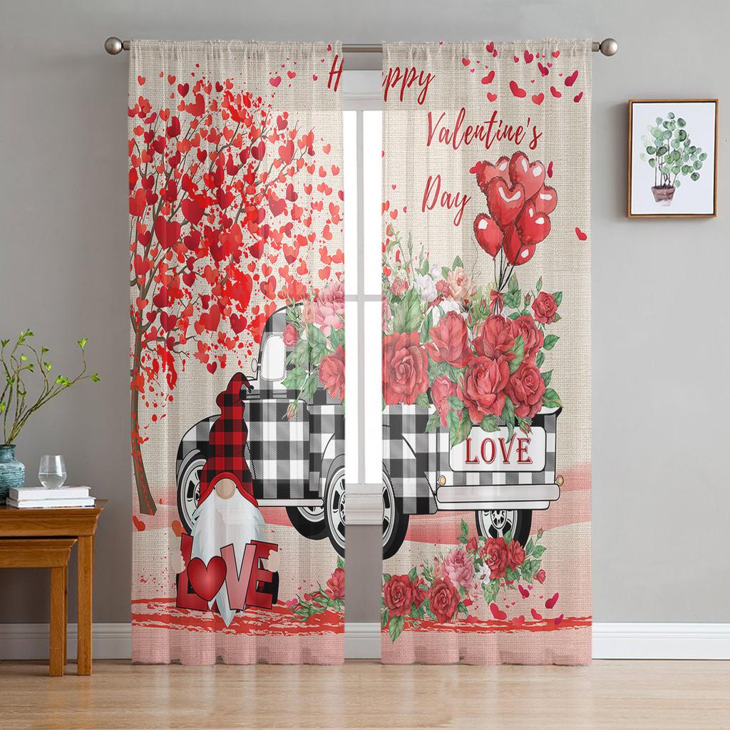 Perdele Tulle Pitice cu Camion pentru Living Decor Acasă Cortină de Fereastră Bucătărie Cortină Voal Transparent