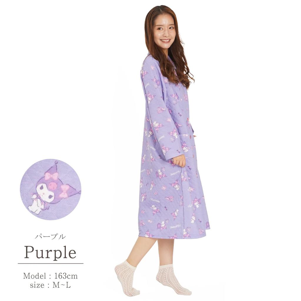 SAN1566 Kuromi Knit Quilt Dress Room Wear Kuromi Sanrio Makeup Kuromi [Southzak] Women's (Purple/M-L Size)