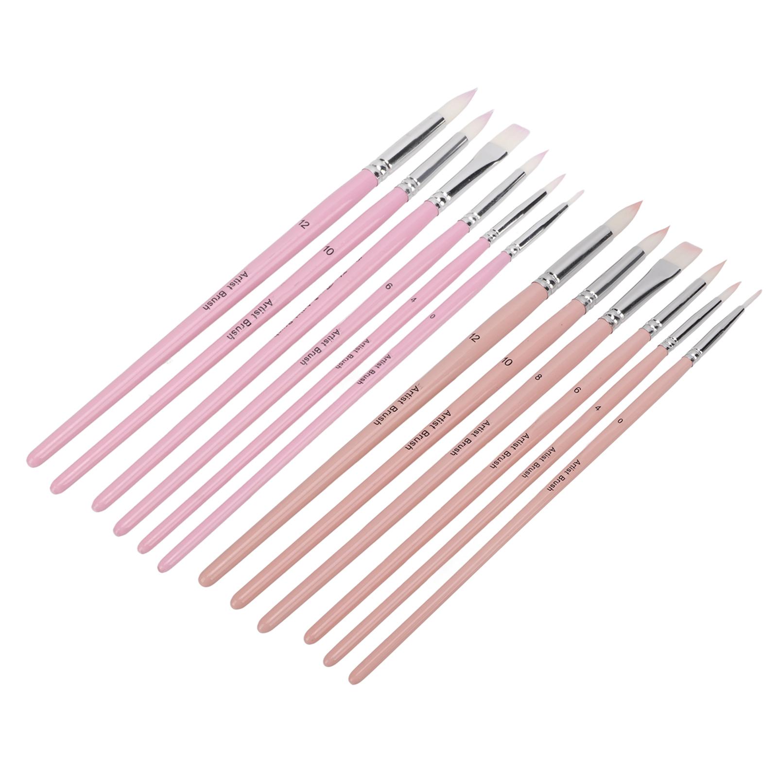 

12pcs Nylon Paint Brush Washable Cleanable Nylon Wool Material Different Colors Light Weight Coloring Brush Set for