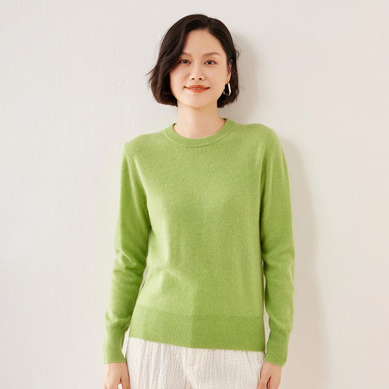 2025 A/W Cashmere Round Neck Knitwear - Soft Fluffy Loose Long Sleeve Pullover Sweater
