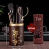 Handun Ebony Copper Wood Bamboo Tea Ceremony Six Gentlemen Set
