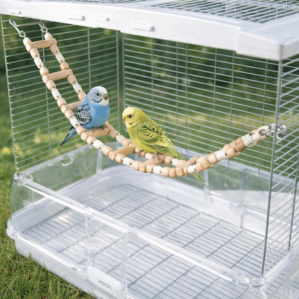 Holzpapageien Sitzstangen Spielzeug Verschleißfeste Vogelkletterleiter Vogelkäfig Schaukel Krallen Schleifen