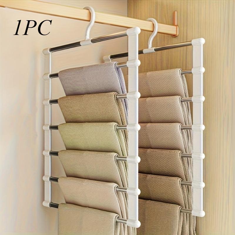 

1PC/2PCS Folding Trouser Rack - Stainless Steel Wardrobe Storage Box, Multi-layer Design, Space Saving for Jeans, Leggings and Trousers 1PC белый