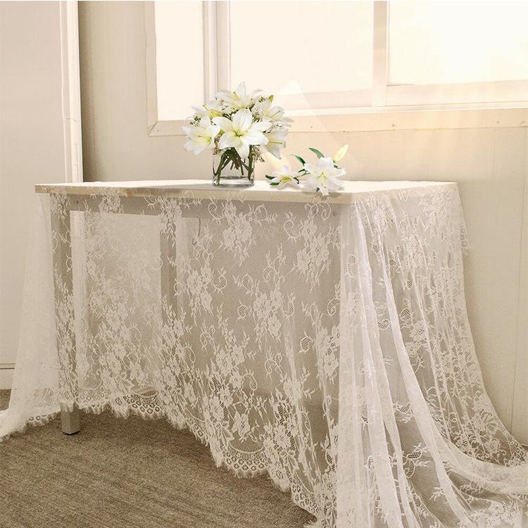 

Lace Tablecloth Wedding White Tablecloth Vintage Embroidered Rectangle Lace Fabric for Summer Outdoor Party Farmhouse Home Decor