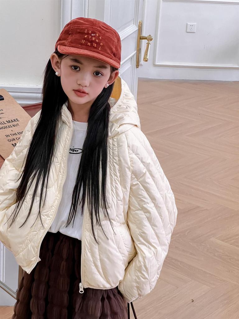 New 2025 Girls' Fashion Winter Coat - Hooded, Thick, 90% White Duck Down Jacket