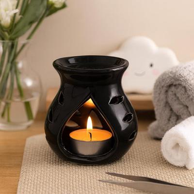 Keramikton Kerzenbetriebener Aromabrenner (Schwarz; 9cm)