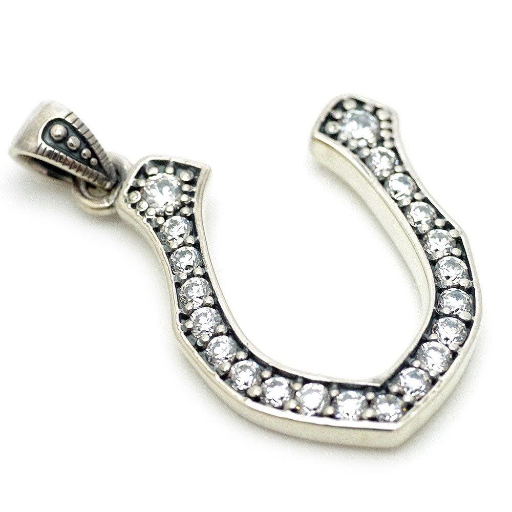 

925 Silver Zirconia Horseshoe Pendant Top on [Silver One] Men s (charm)