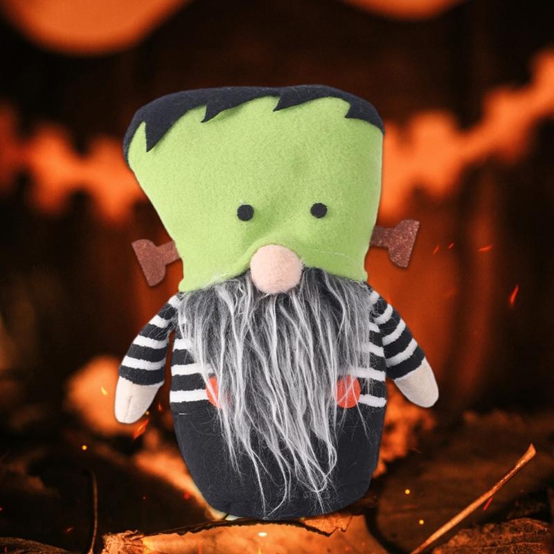 Pumpkin Hat No Face Gnome Spooky Season Dwarf Gnome with Pumpkin Hat Colorful Halloween Table Decoration