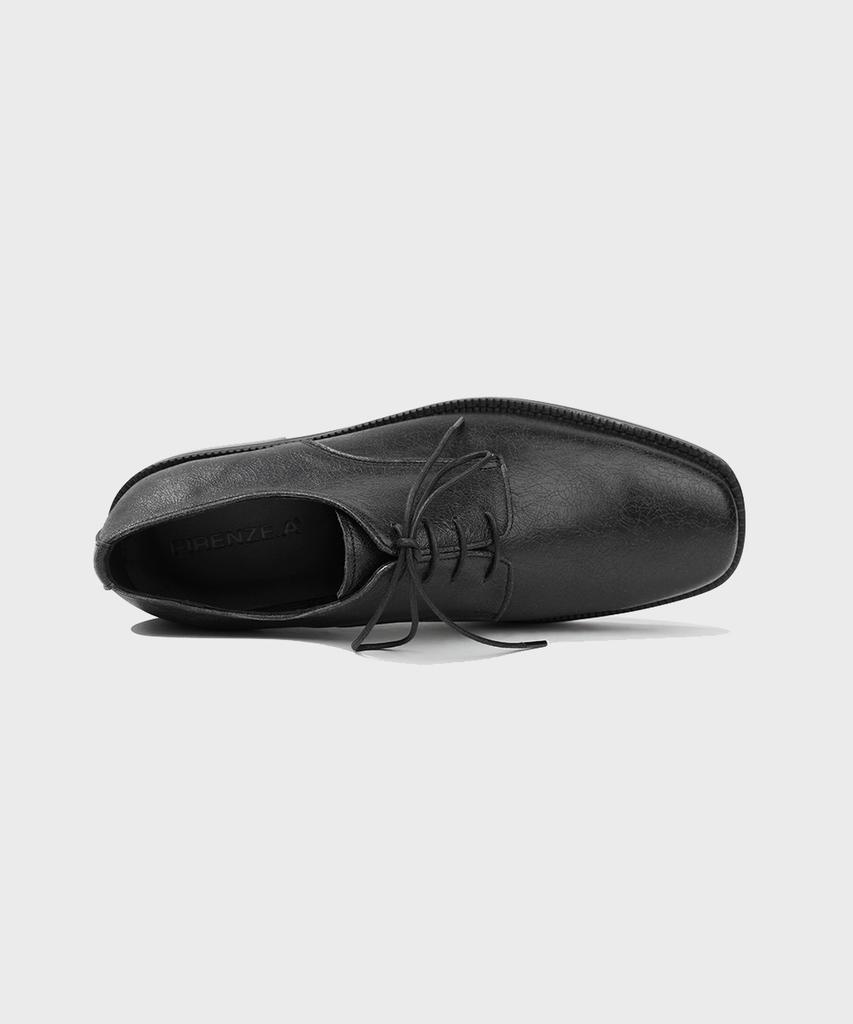 Firenze Atelier [Vibram] Merlin_Minimal Semi-Square Derby 8430 [Crack Black]