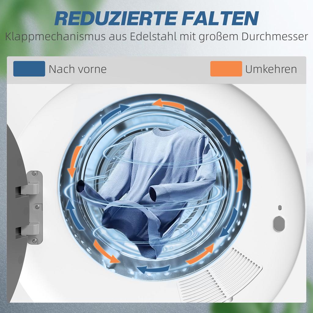 Wärmepumpentrockner, 4 kg Frontlader-Wäschetrockner mit Edelstahl-Trommel, 800W Kompakt freistehend, Weiß