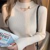 Maglione Girocollo Lavorato a Maglia Moda Slim Fit Top per Donne