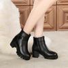 Winter Women's Boots Luxury Casual Leather Boots Plush Warm Snow Booties Mother Cotton Boots High Heel Ankle Booties Botas Mujer