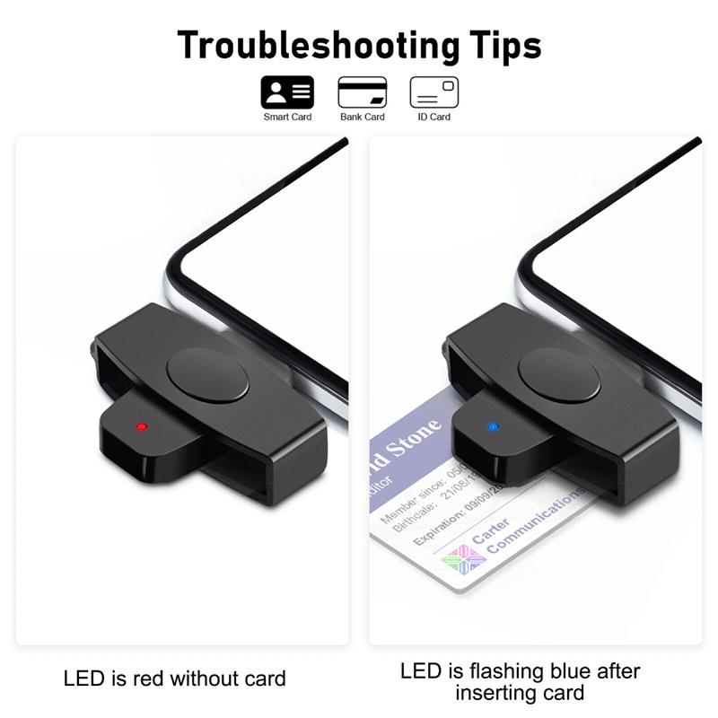 Type-C Smart Card Reader Portable Smart Chip Reader Bank Tax Declaration Accessories Support For Windows For Mac/Android Os