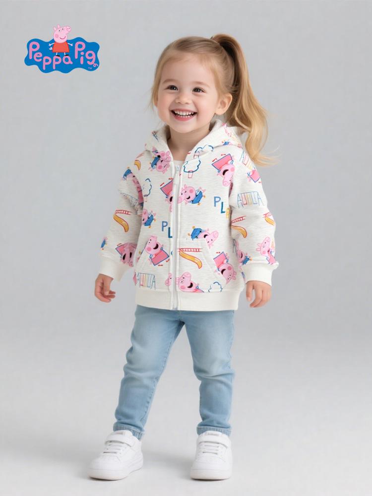 Peppa Pig Girls' Hooded Sweatshirt, Spring/Autumn Zip-Up Jacket for Babies.