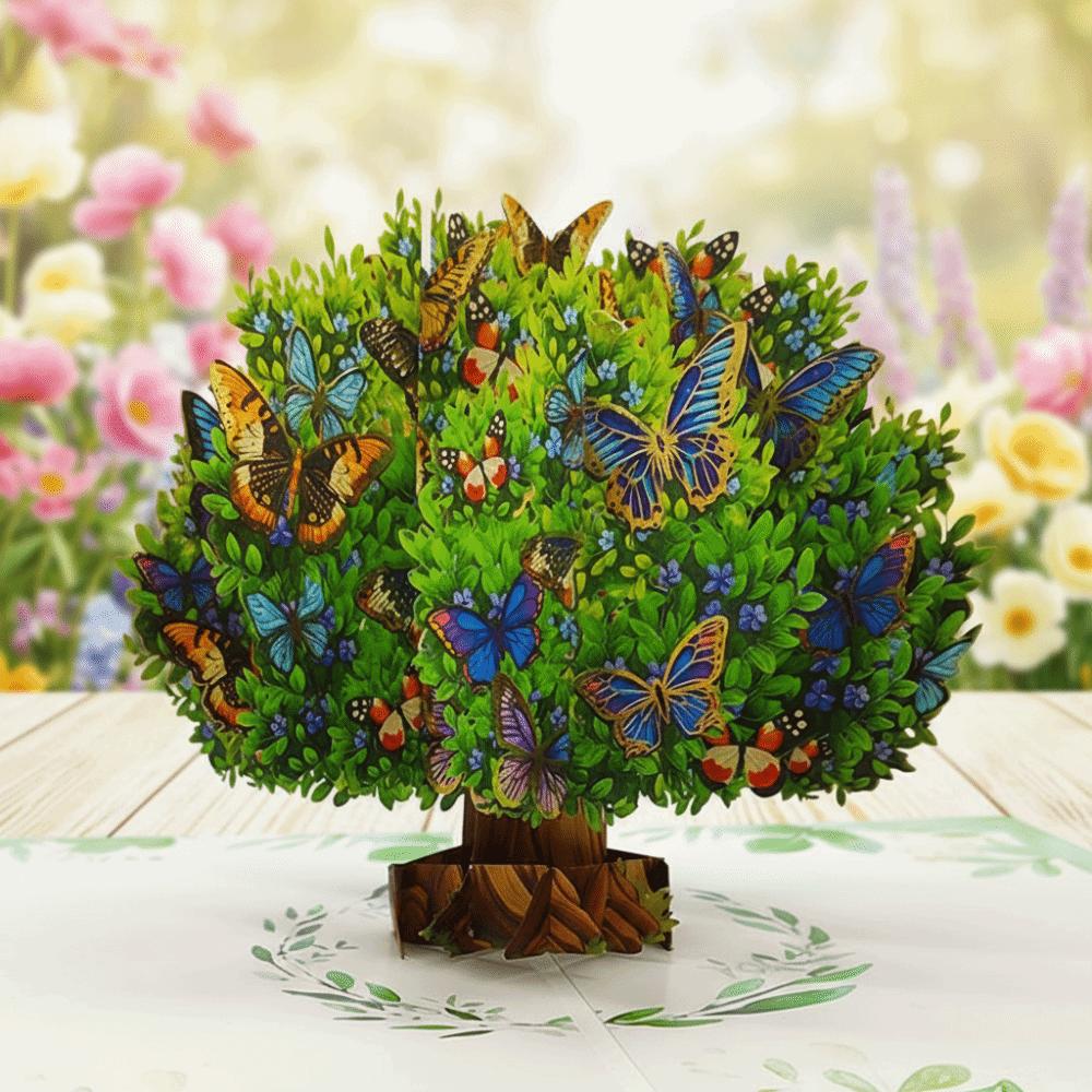 Foldable Flower and Butterfly Greeting Cards Paper Romantic Invitations Cards Creative Elegant 3D Greeting Card Girlfriend