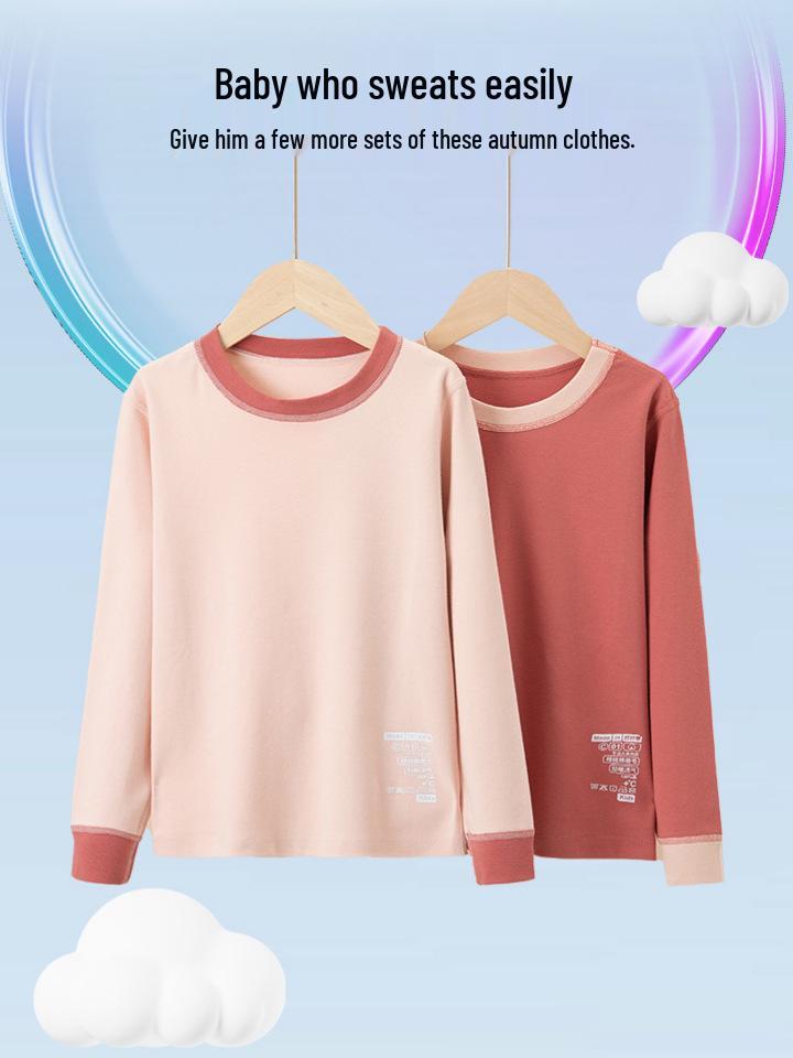 Kids' Warm Cotton Pajamas: Boys' and Girls' Long Sleeve Base Layer Shirts for Teens and Students