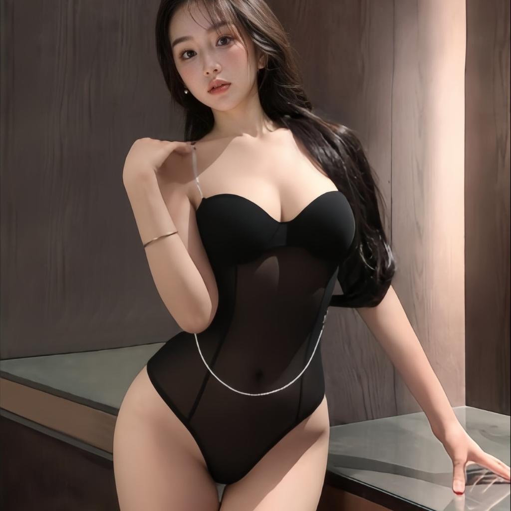 Sexy lingerie small breasts show big sexy one-piece uniform bed flirting open file free pure desire temptation passion suit