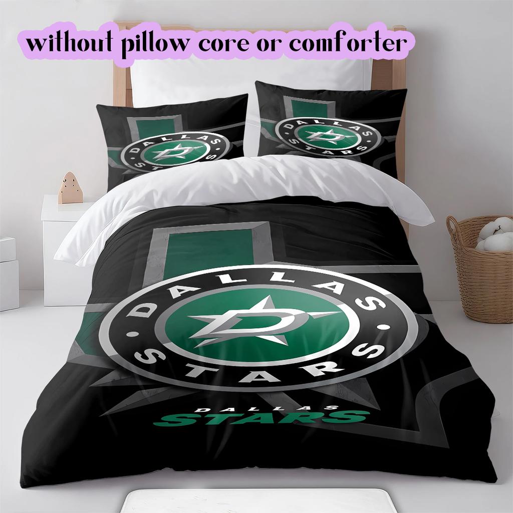 Ice Hockey Logo Pattern Bedding Quilt Set Quilt Cover Pillowcase Home Decoration Birthday Gift (1*duvet Cover+ 2*pillowcase, Without Core)