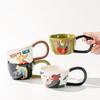 Creative Handmade Cartoon Coffee Cups, Office Ceramic Mug,Home Breakfast Milk Mugs,Couple Tea Cup Birthday Gift Kawaii Cup 280ml
