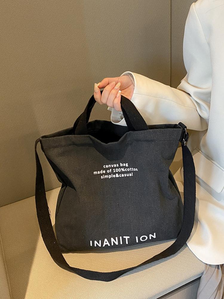 

Large capacity backpack Men s and women s shoulder bag canvas crossbody bag Men s handbag College class bag Men s commuter bag чёрный