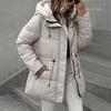 Women's Mid-Length Hooded Puffer Jacket Windproof Warm Cotton Coat For Spring Autumn 0001-666