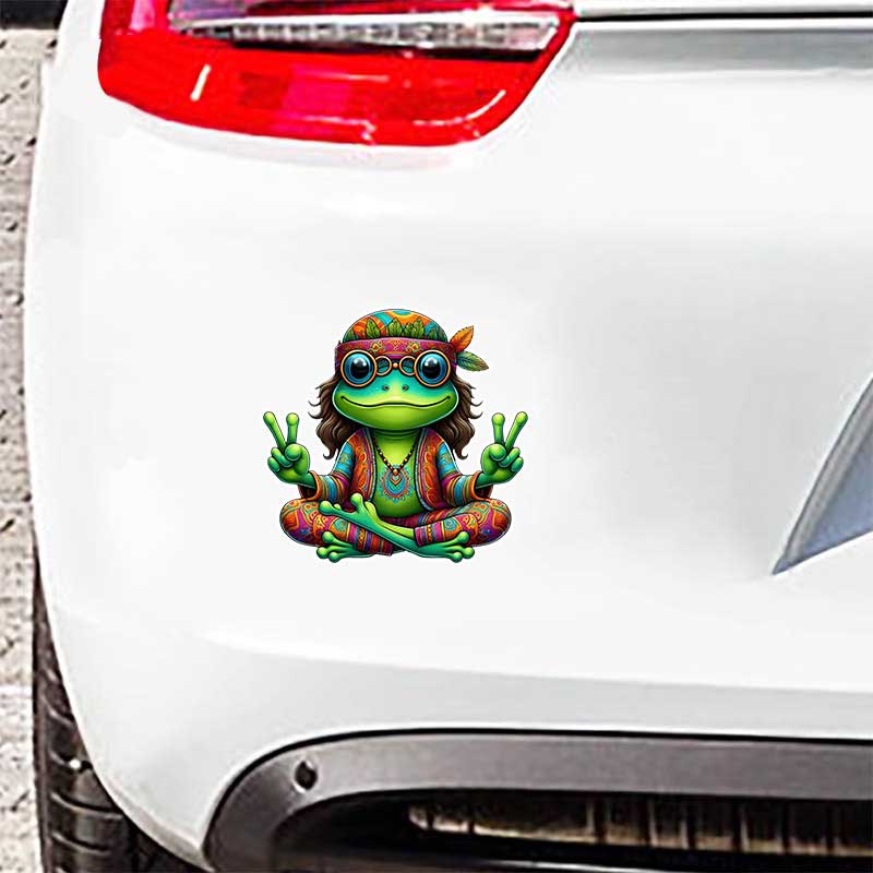 Hippie Frog Car Stickers Waterproof Vinyl Decals Auto Body Window Bumper Decor Motorcycle Helmet Stickers Y12