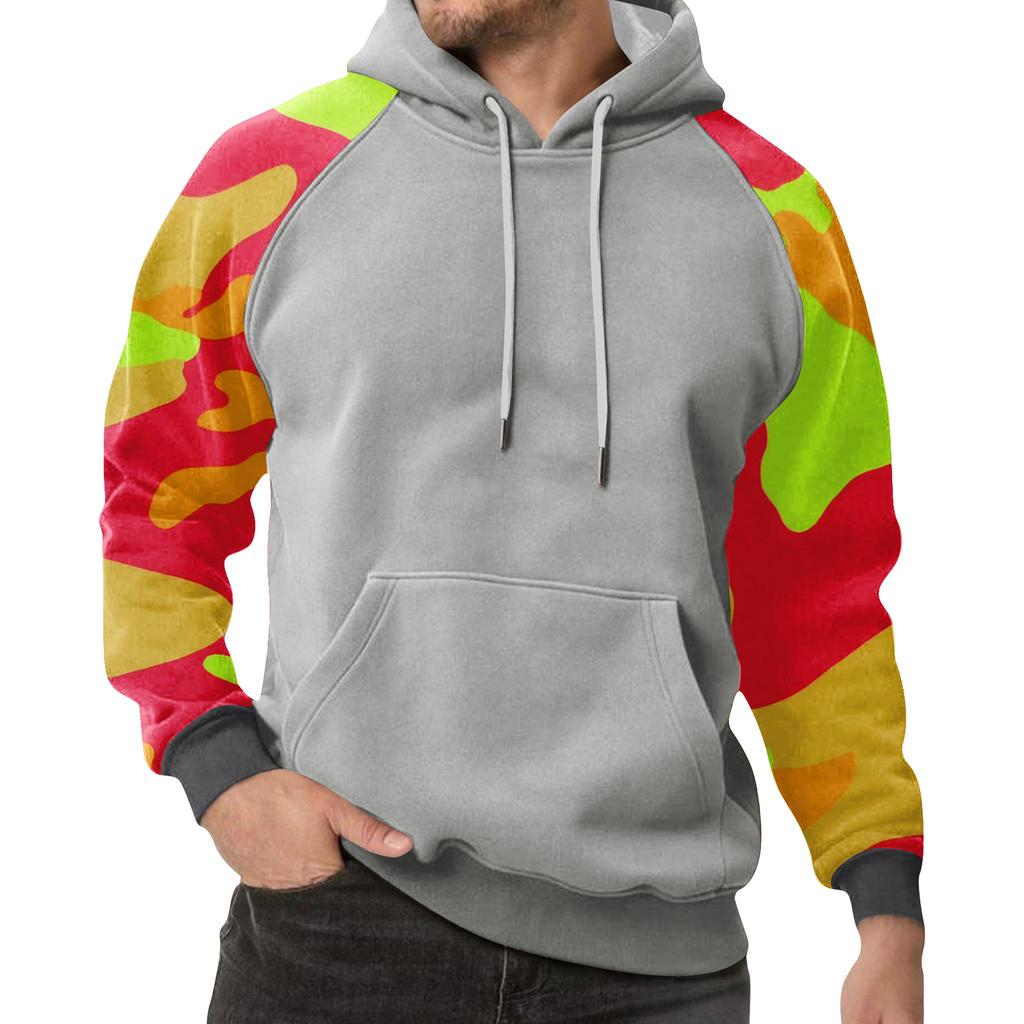 Erkek Kamuflaj Sweatshirt Kapüşonlu Erkek Spor Büyük Beden Günlük Sweatshirt