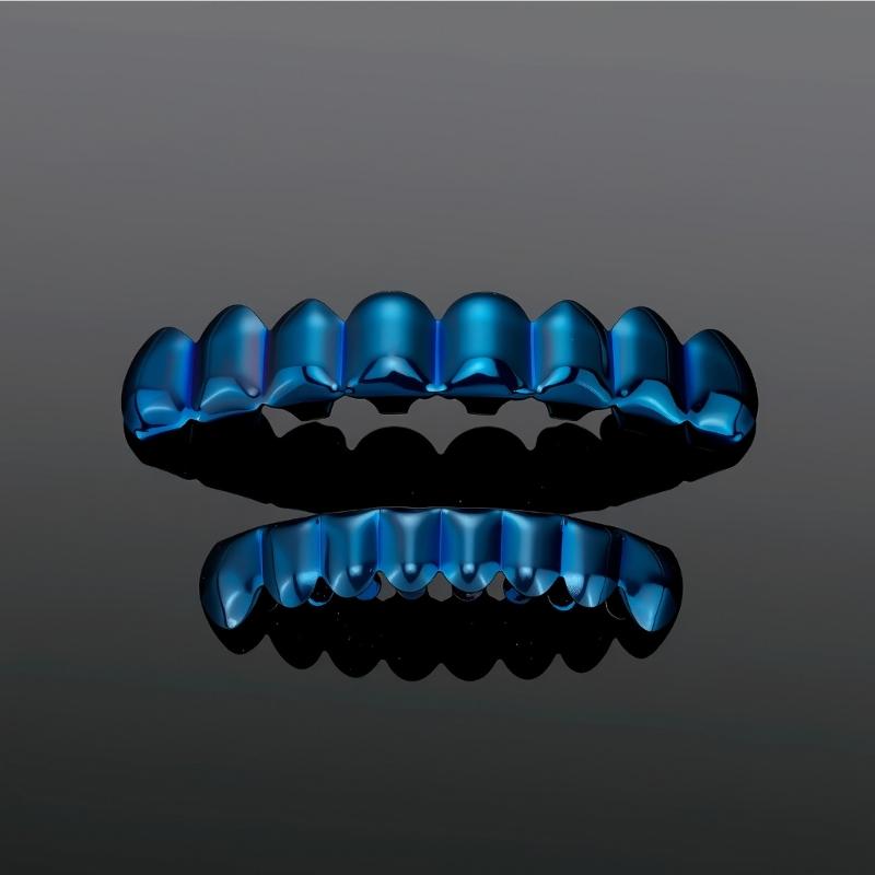 Practical Copper Tooth Jewelry Suitable for Women and Men, Blue Upper and Lower Mouth Accent for Party Looks and Photo Styling